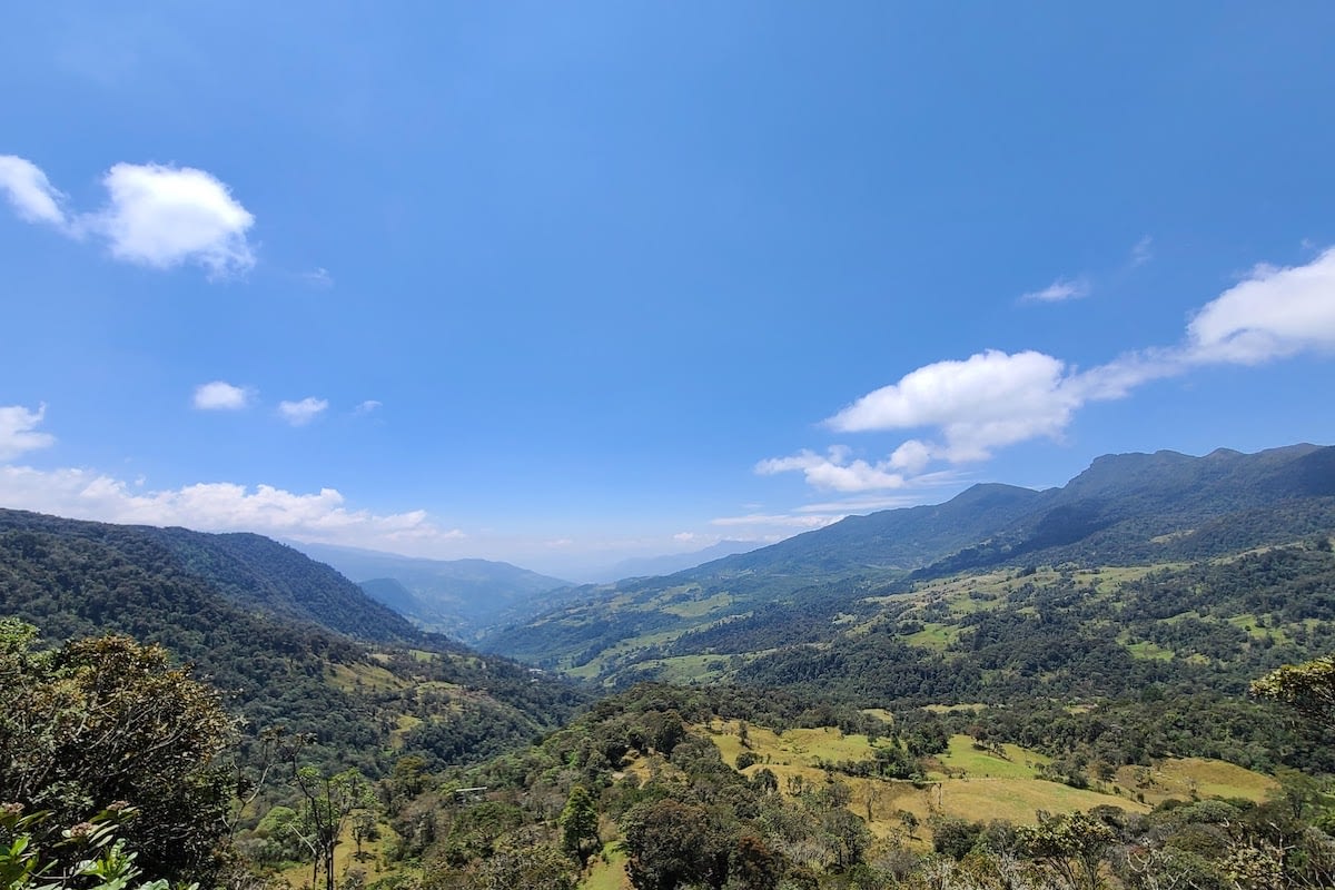 Overlooking a green. valley at Finca Suasie